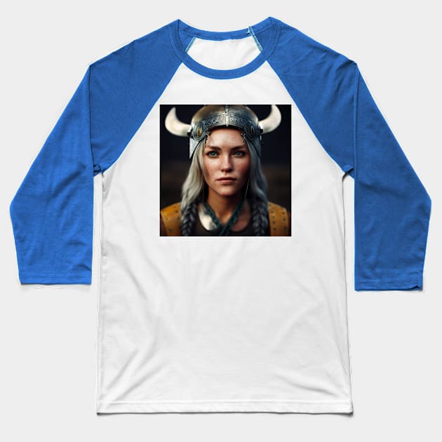 Viking Shield Maiden Baseball T-Shirt by Grassroots Green